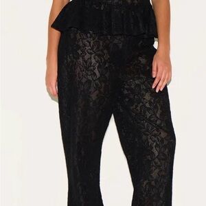 Pretty Little Thing Black sheer Lace Pants NWT